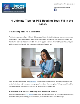 4 Ultimate Tips for PTE Reading Test: Fill in the Blanks