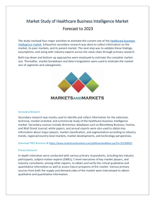 Market Study of Healthcare Business Intelligence Market Forecast to 2023