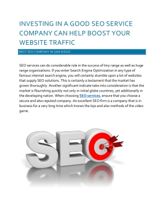 Investing In a Good SEO Service Company Can Help Boost Your Website Traffic