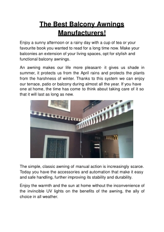 The Best Balcony Awnings Manufacturers!