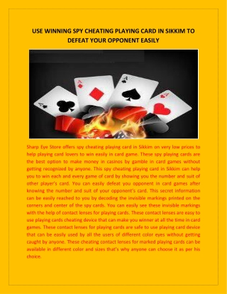 Get Shower of Money with Spy Cheating Playing Card in Sikkim