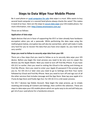 Steps to Data Wipe Your Mobile Phone