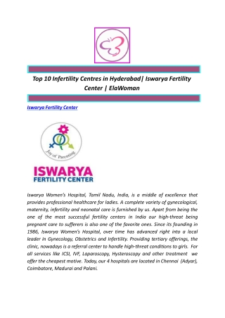Top 10 Infertility Centres in Hyderabad| Iswarya Fertility Center | ElaWoman