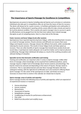 The Importance of Sports Massage for Excellence in Competitions