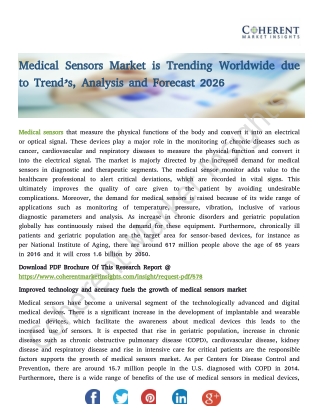Medical Sensors Market - Global Industry Insights, Trends, Outlook, and Opportunity Analysis, 2018-2026