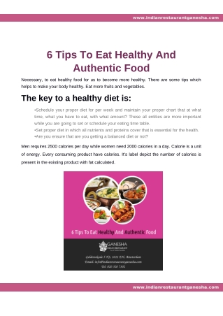 6 Tips To Eat Healthy And Authentic Food