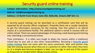 Getting Your Online Security Guard Training