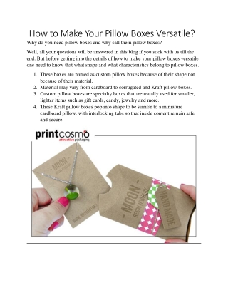 How to Make Your Pillow Boxes Versatile