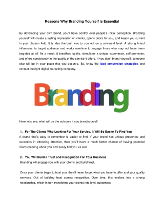 Reasons Why Branding Yourself is Essential | Digital Marketing Ideas