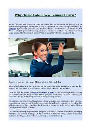 Why choose Cabin Crew Training Course?