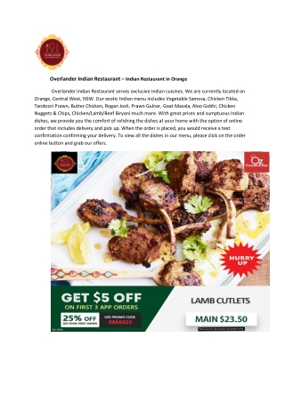 10% Off - Overlander Indian Restaurant-Orange