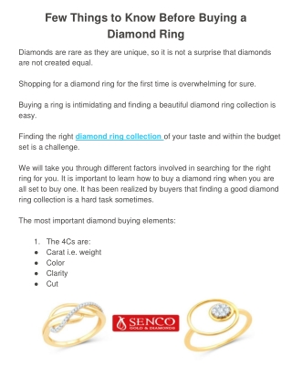 Few Things to Know Before Buying a Diamond Ring