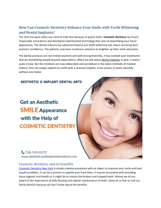 How Can Cosmetic Dentistry Enhance Your Smile with Teeth Whitening and Dental Implants?