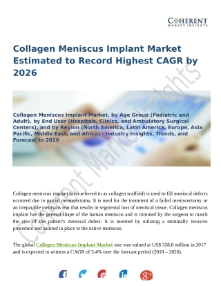 Collagen Meniscus Implant Market to Reap Excessive Revenues by 2026