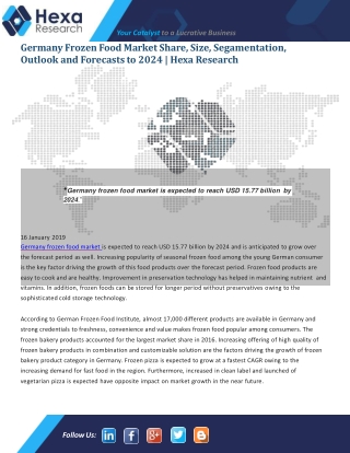 Germany Frozen Food Market to Show Impressive Growth Rate Between 2014–2024