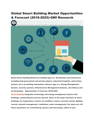 Global Smart Building Market Opportunities & Forecast (2018-2025)-GMI Research