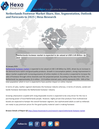 Netherlands Footwear Market Estimated to Expand at a Robust CAGR by 2025