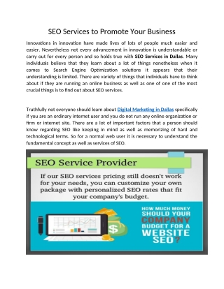 SEO Services Promote Your Business