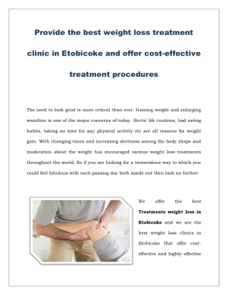 Weight loss treatment clinic in Etobicoke