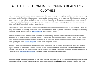 GET THE BEST ONLINE SHOPPING DEALS FOR CLOTHES