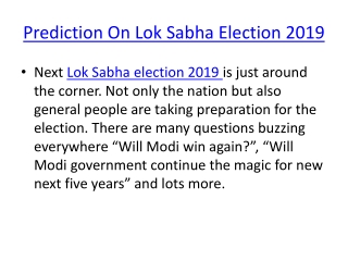 Prediction On Lok Sabha Election 2019|Lok Sabha Election 2019