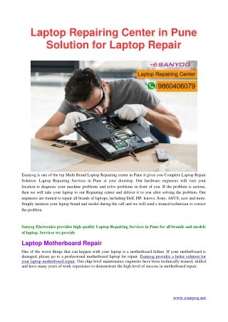 Laptop Repairing Center in Pune | Laptop Repairing in Pune