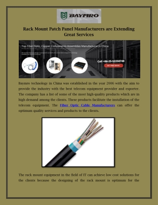 Rack Mount Patch Panel Manufacturers are Extending Great Services