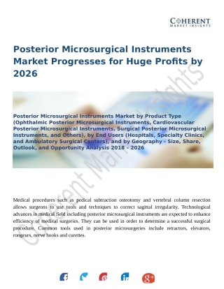 Posterior Microsurgical Instruments Market Will Witness a Staggering Growth During 2018-2026