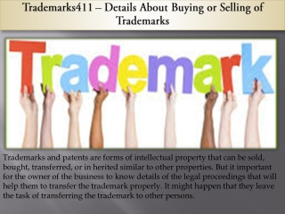 Trademarks411 – Details About Buying or Selling of Trademarks