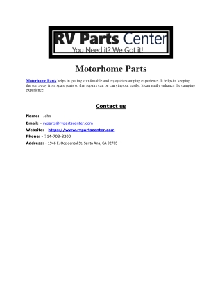 Motorhome Parts