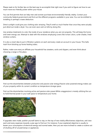 Hard Time Knowing Eco-friendly Vitality Technological innovation? Try These Tips!