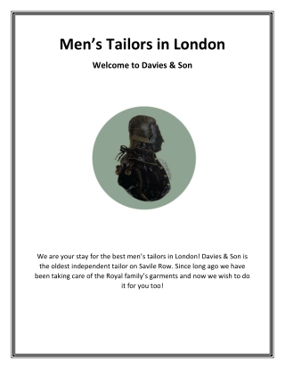 Men's Tailors in London | Davies & Son