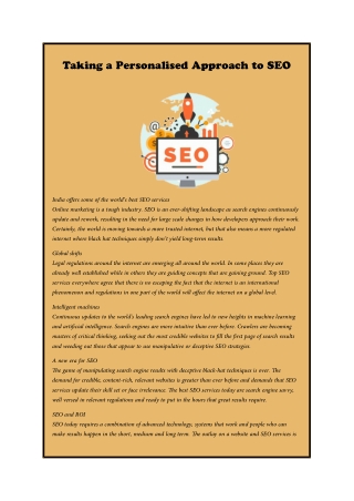 Taking a Personalised Approach to SEO