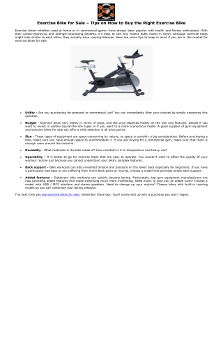 Exercise Bike for Sale – Tips on How to Buy the Right Exercise Bike