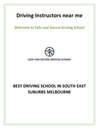 Driving Instructors near me | Safe and Secure Driving School