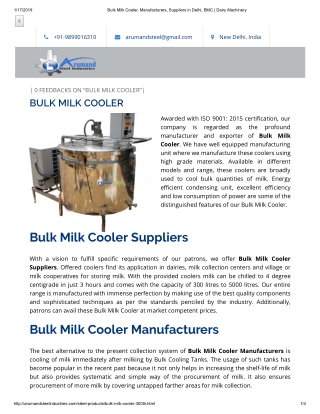 Bulk Milk Coolers