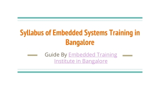 PTInstitute - Syllabus of Embedded System Training in Bangalore