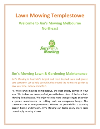 Lawn Mowing Templestowe | Jimsmowingmelbournenortheast