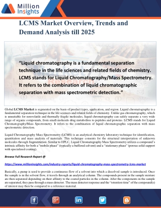 LCMS Market Overview, Trends and Demand Analysis till 2025