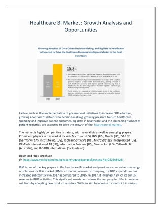 Healthcare BI Market: Growth Analysis and Opportunities