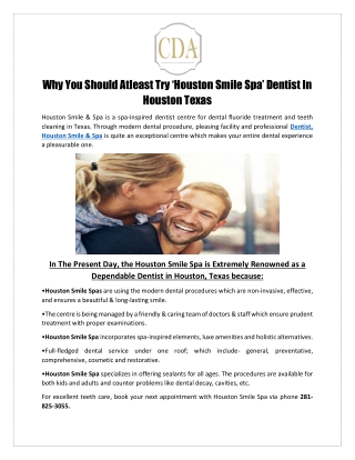 Why You Should Atleast Try ‘Houston Smile Spa’ Dentist In Houston Texas