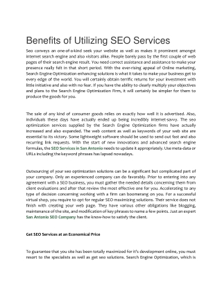 Benefits of Utilizing SEO Services