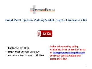 Metal Injection Molding Market 2019 Key Manufacturers, Revenue, Gross Margin with Its Important Types and Application