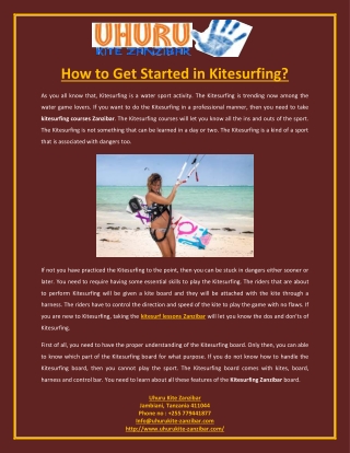 How to Get Started in Kitesurfing?