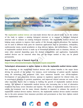 Implantable Medical Devices Market Business Segmentation by Revenue, Market Landscape, Present Scenario and Growth Prosp