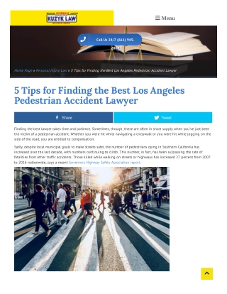 5 Tips for Finding the Best Los Angeles Pedestrian Accident Lawyer