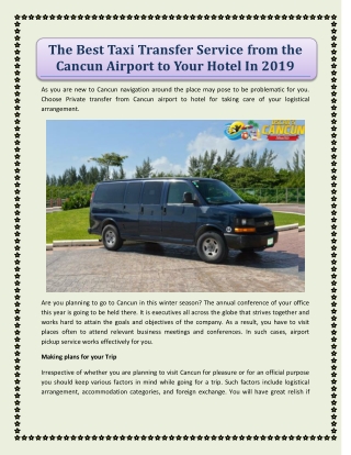 The Best Taxi Transfer Service from the Cancun Airport to Your Hotel In 2019