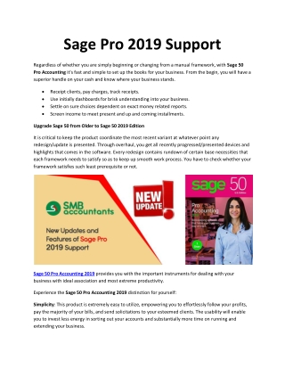 Sage Pro 2019 Support