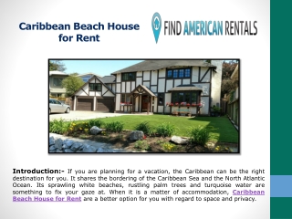 Caribbean Beach House for Rent