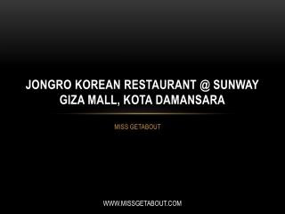 JongRo Korean Restaurant @ Sunway Giza Mall, Kota Damansara